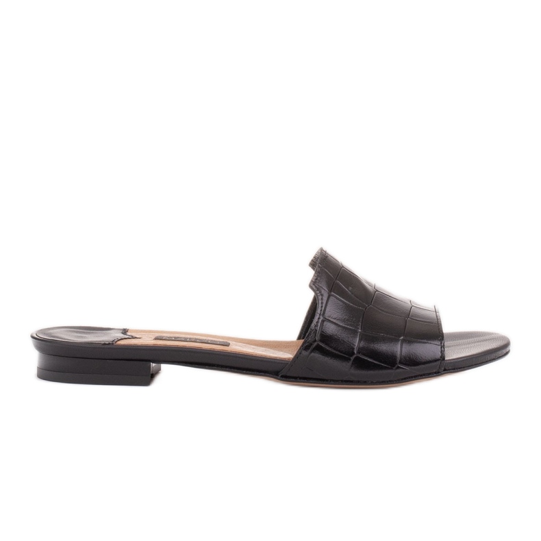 Marco Shoes Elegant women's black leather slippers Marco Shoes Elegant women's black leather slippers