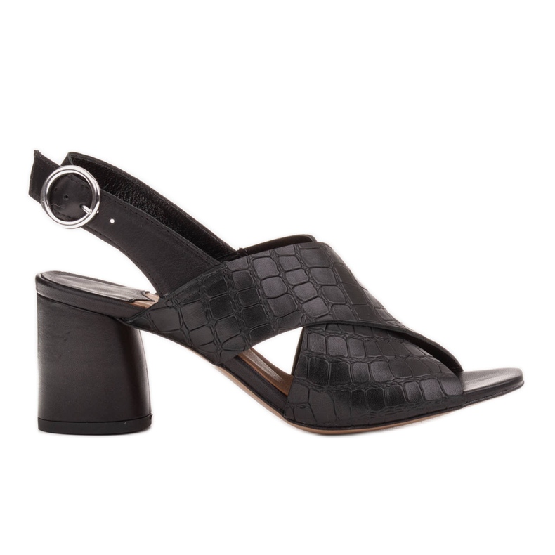 Marco Shoes Women's leather sandals made of leather with cut stripes black