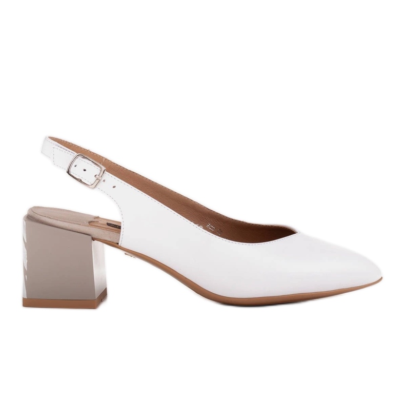 Marco Shoes Elegant women's pumps with a zebra heel white