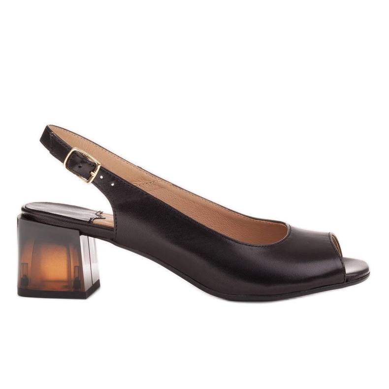 Marco Shoes Comfortable women's sandals with an interesting heel black