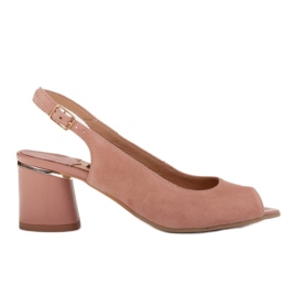 Marco Shoes Elegant women's sandals with a metallic accent pink
