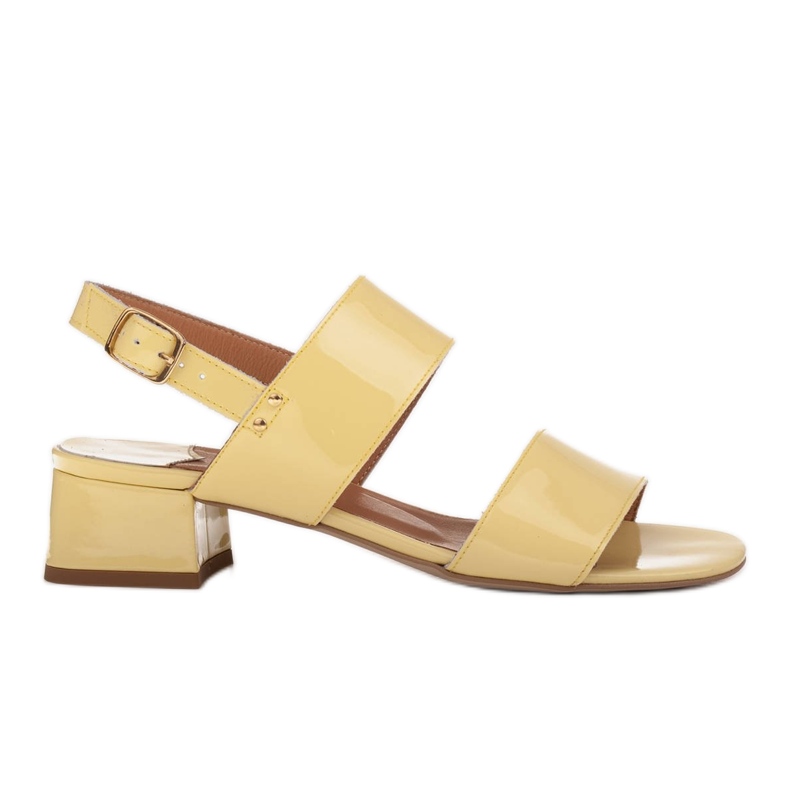Marco Shoes Cinta sandals with a leather-coated heel yellow