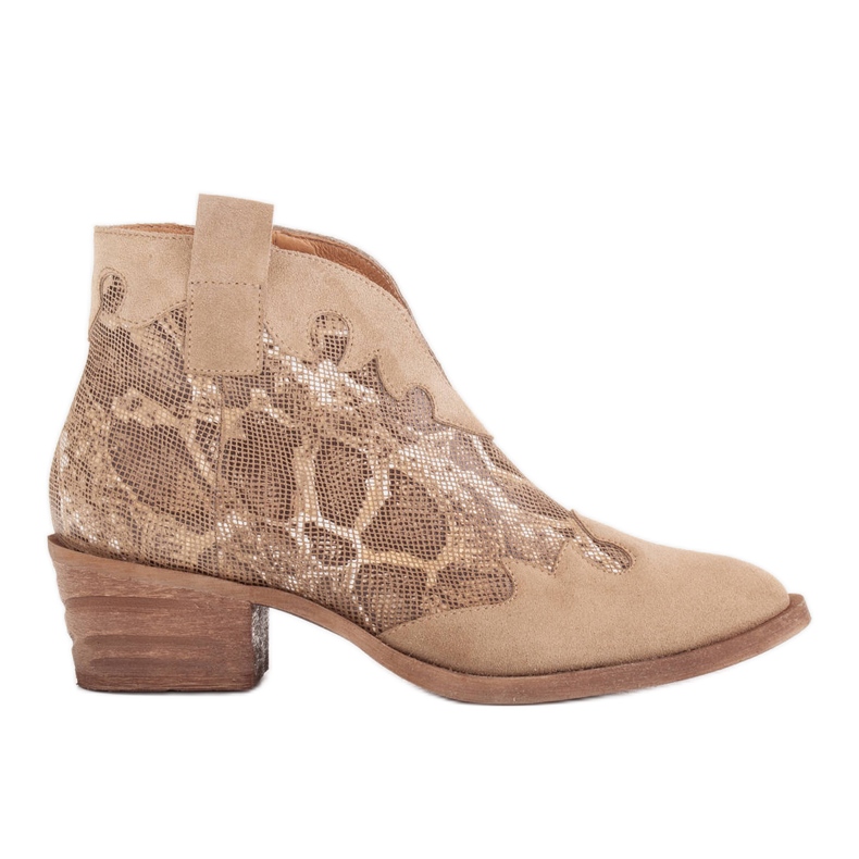 Marco Shoes Uninsulated boots with suede and wavy inserts beige
