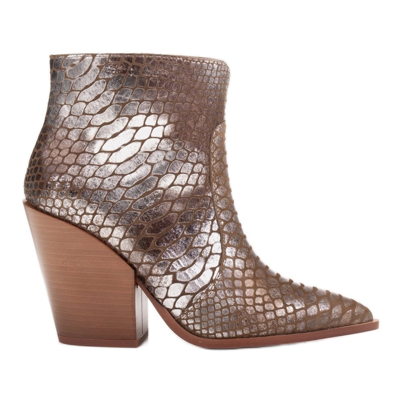 Marco Shoes Women's cowboy boots made of natural leather silver