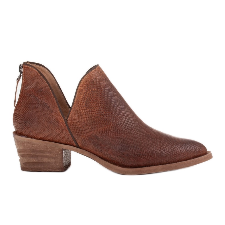 Marco Shoes Natural leather boots with a V-cut brown