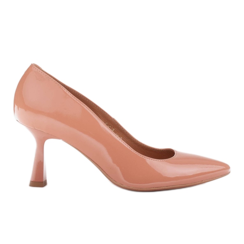 Marco Shoes Elegant pumps made of apricot lacquer orange