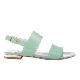 Marco Shoes Flat sandals with lacquer and metallic heel green