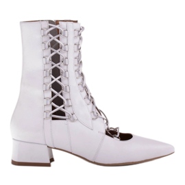 Marco Shoes Braided boots with a strap white