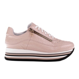 Marco Shoes Sneakers on a thick sole made of natural leather pink