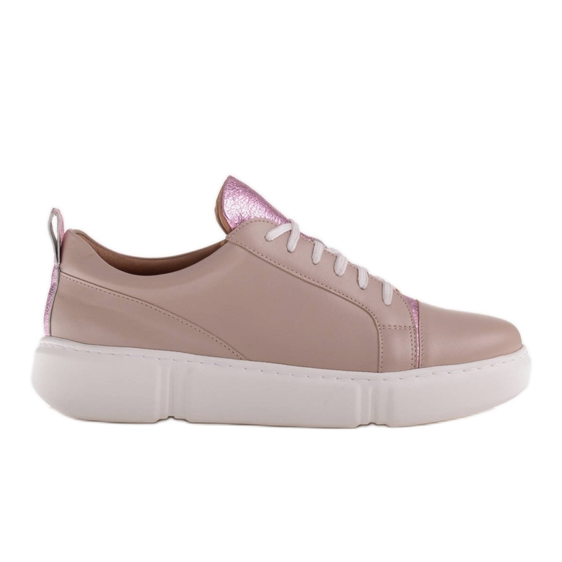Marco Shoes Beige sneakers with a pink insert