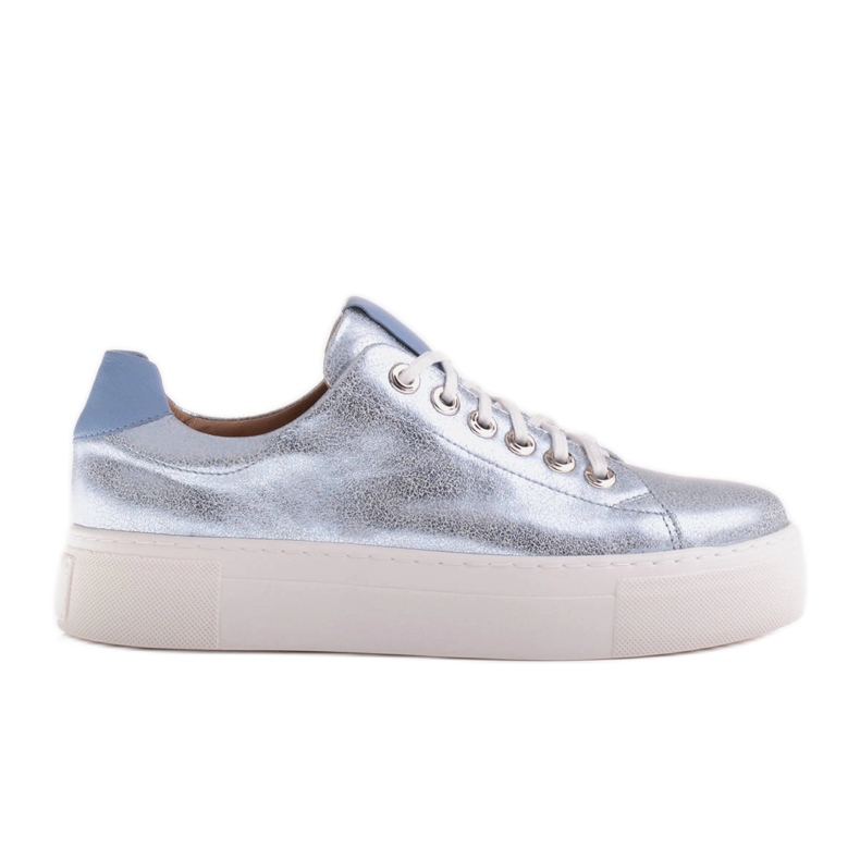 Marco Shoes Women's sneakers made of genuine leather on a thick sole blue