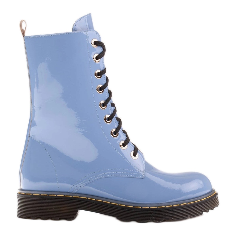 Marco Shoes High ankle boots, boots tied on a translucent sole blue