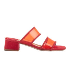 Marco Shoes Women's slippers with translucent stripes red
