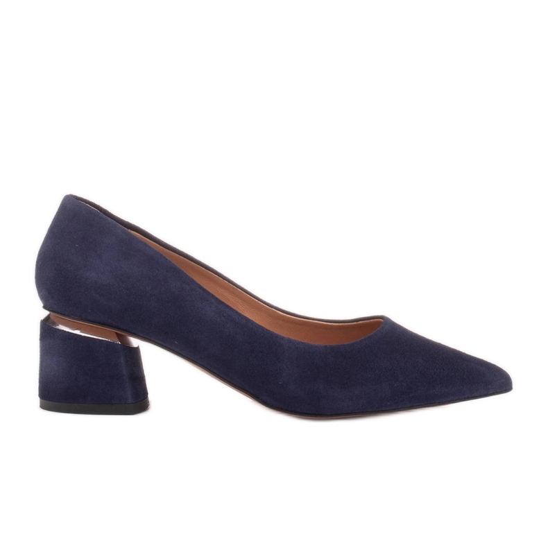 Marco Shoes Pumps made of natural suede with a silver detail in the heel blue