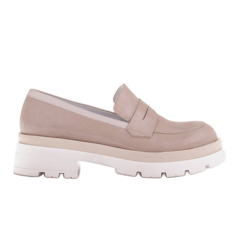 Marco Shoes Suede shoes with a pattern on a thick sole beige