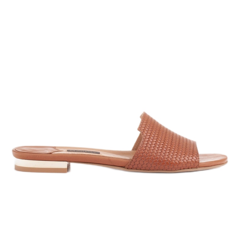 Marco Shoes Elegant brown leather women's slippers