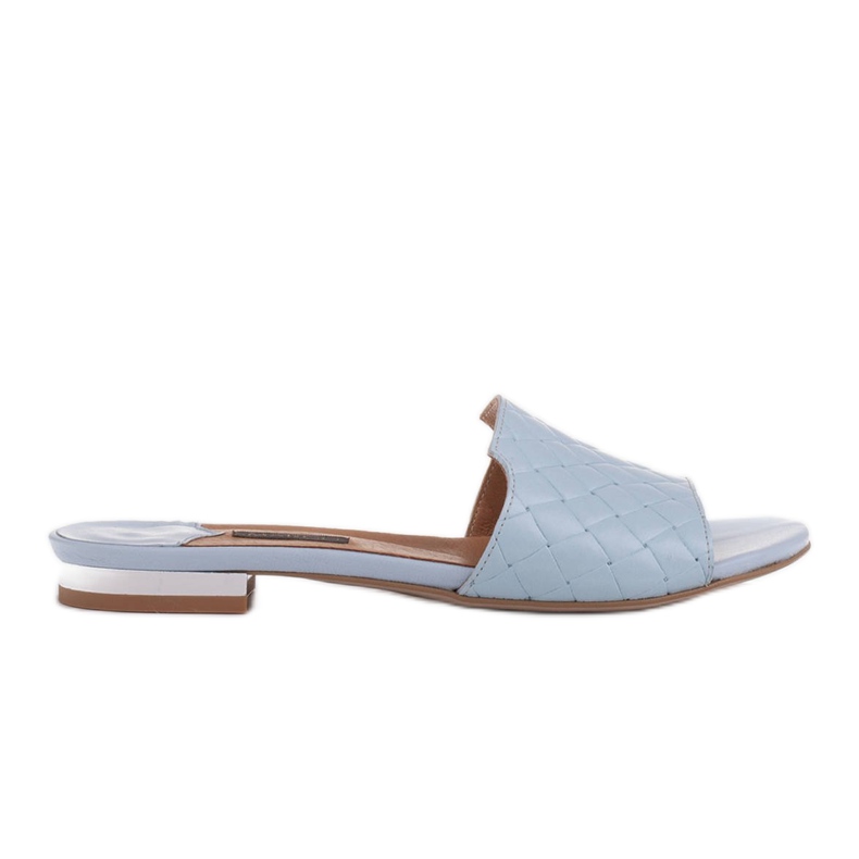 Marco Shoes Elegant women's slippers made of embossed leather blue
