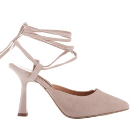 Marco Shoes Tied pumps around the ankle beige