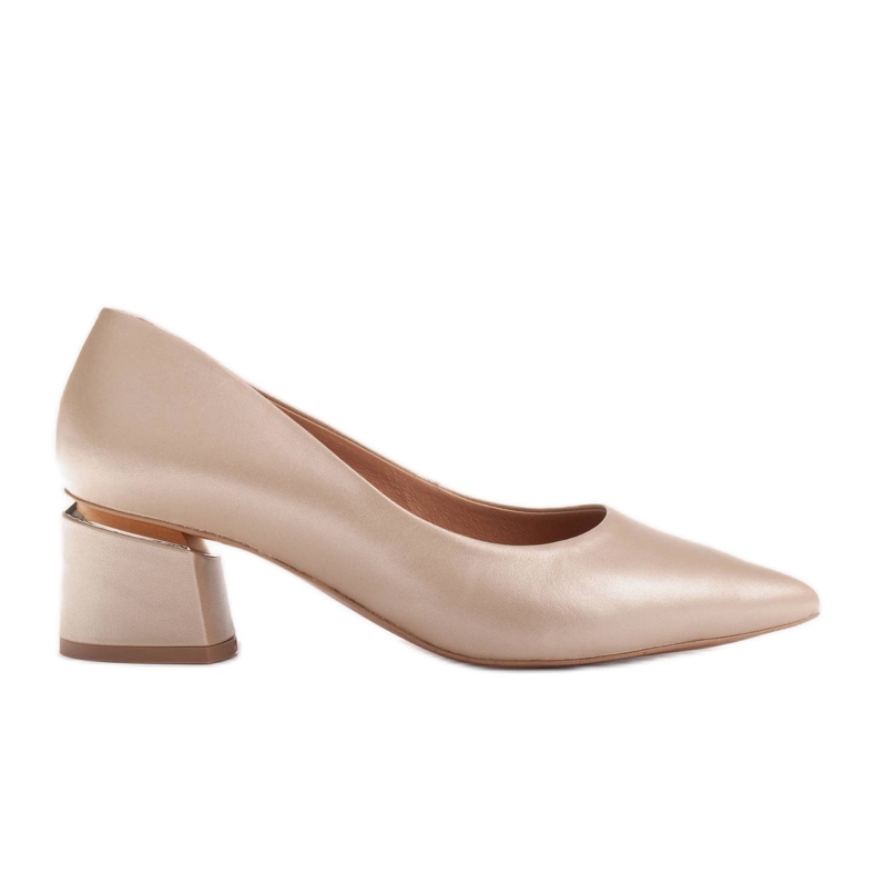 Marco Shoes Pumps made of genuine leather with a silver heel detail beige
