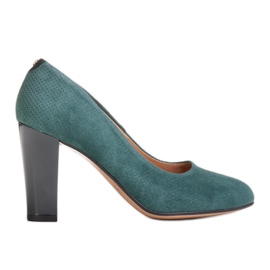 Marco Shoes Green 777P pumps made of unique suede leather with 3D dots