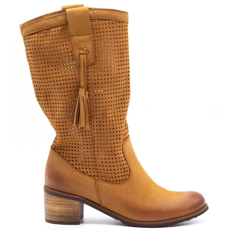 Olivier Women's openwork boots D44 camel brown