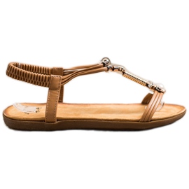 SHELOVET Elegant sandals with an elastic band brown