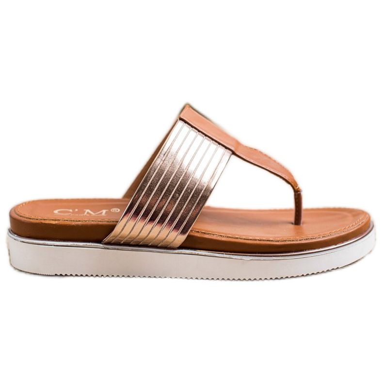Cm Paris Comfortable Eco Leather Flip-Flops brown golden