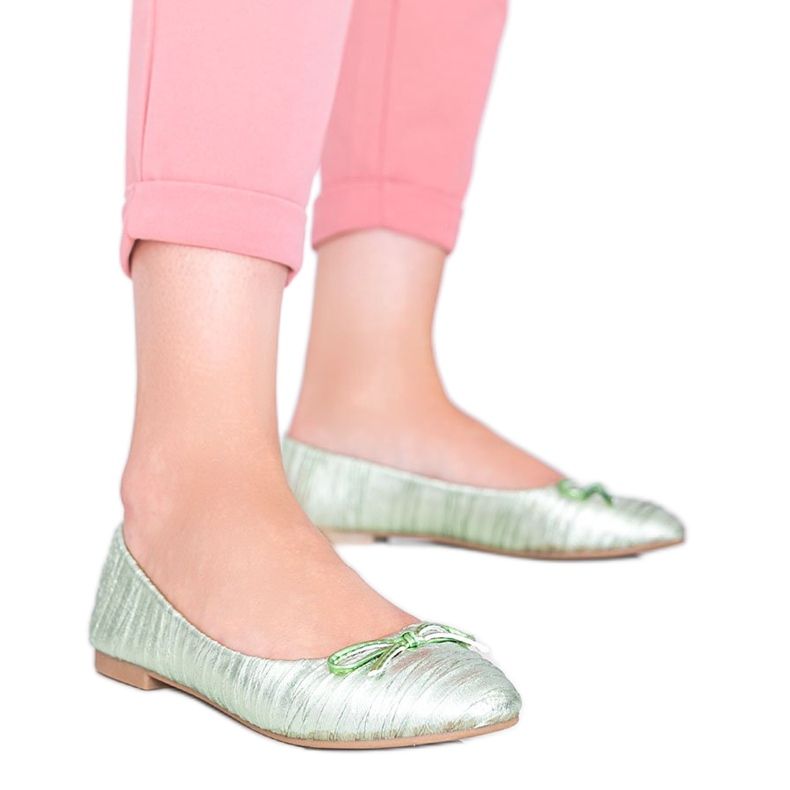 Green shiny women's Ayris ballerinas