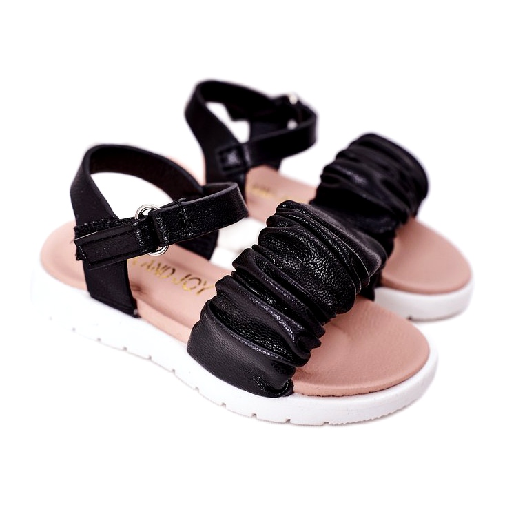 FR1 Children's Black Aimy Sandals With Velcro