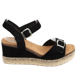 Black espadrilles on wedges YL93 Black