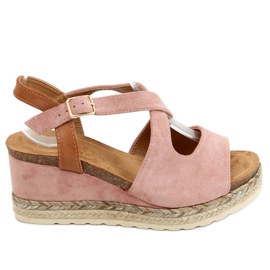 Pink espadrilles on wedges pink YL90 Pink