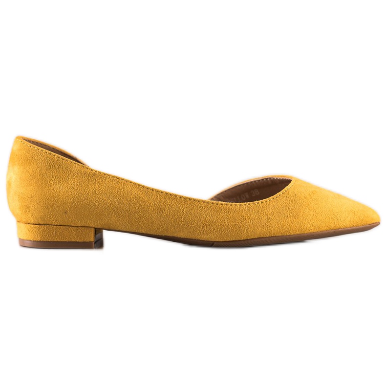 Lovery Suede Ballerinas With A Cut Out yellow