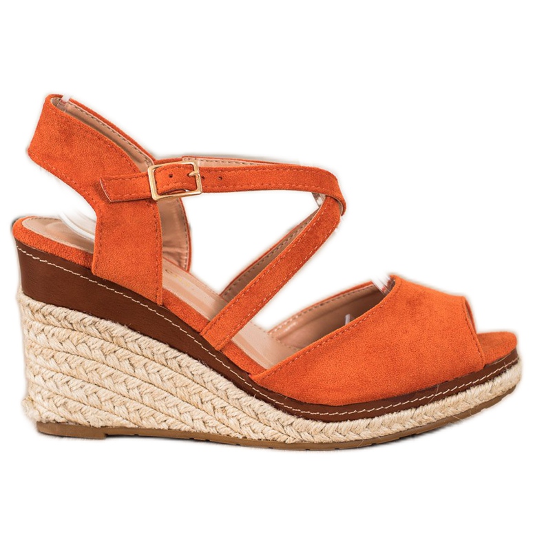 Sixth Sense Orange Sandals On A Wedge