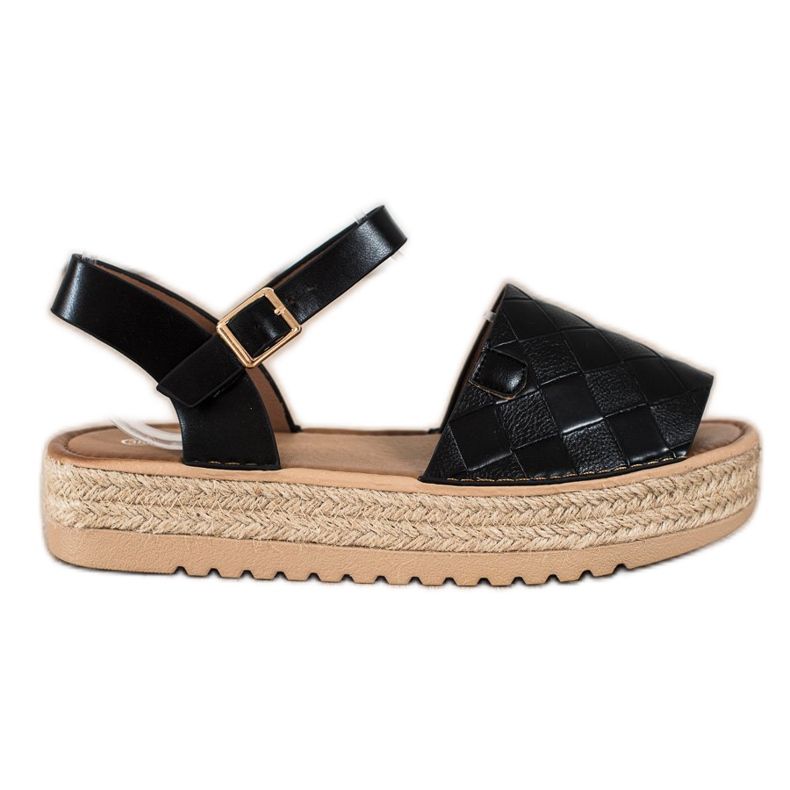 SHELOVET Espadrilles Sandals With Eco Leather black