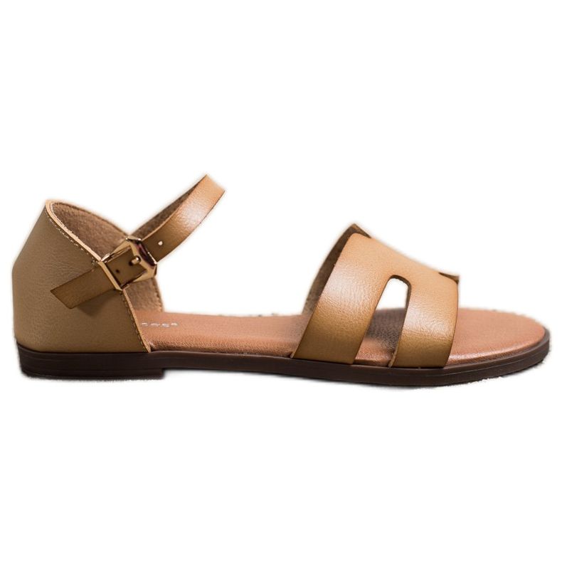 Ideal Shoes Classic Sandals Made Of Eco Leather brown