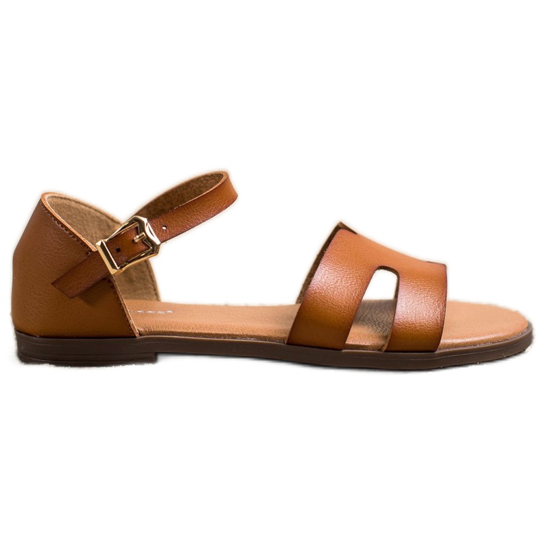 Ideal Shoes Classic Sandals Made Of Eco Leather brown Ideal Shoes Classic Sandals Made Of Eco Leather brown