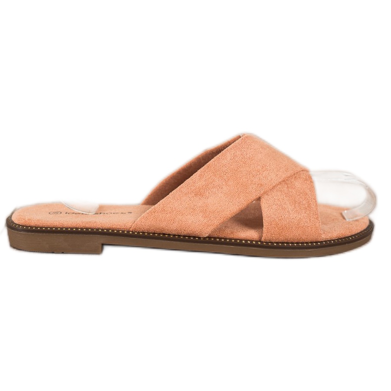 Ideal Shoes Elegant Suede Slippers orange