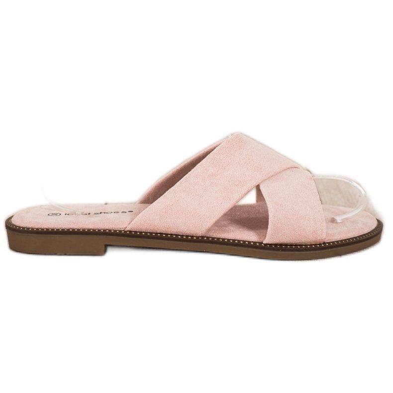 Ideal Shoes Elegant Suede Slippers pink