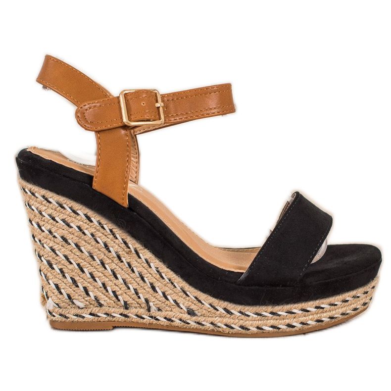 SHELOVET Espadrilles On Wedge Sandals black