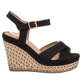 SHELOVET Elegant sandals on a wedge black
