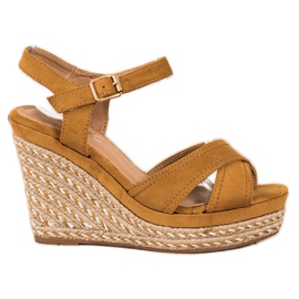 SHELOVET Elegant sandals on a wedge brown