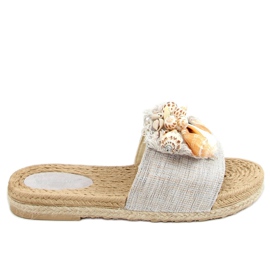 Gray YQ228P Gray slippers with shells grey Gray YQ228P Gray slippers with shells grey
