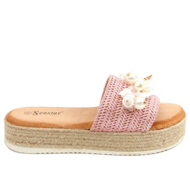 Slippers espadrilles with pink shells CK117P Pink