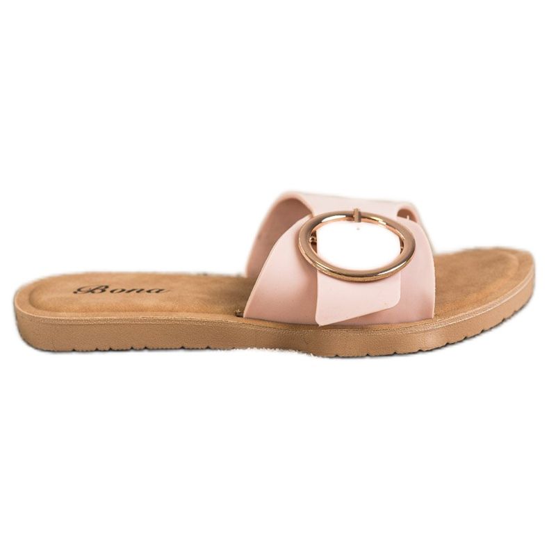 Bona Slippers With Decorative Buckle pink Bona Slippers With Decorative Buckle pink