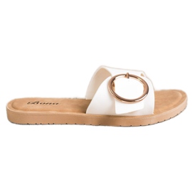 Bona Slippers With Decorative Buckle white