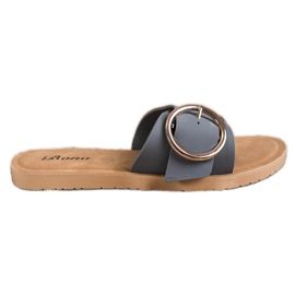 Bona Slippers With Decorative Buckle grey