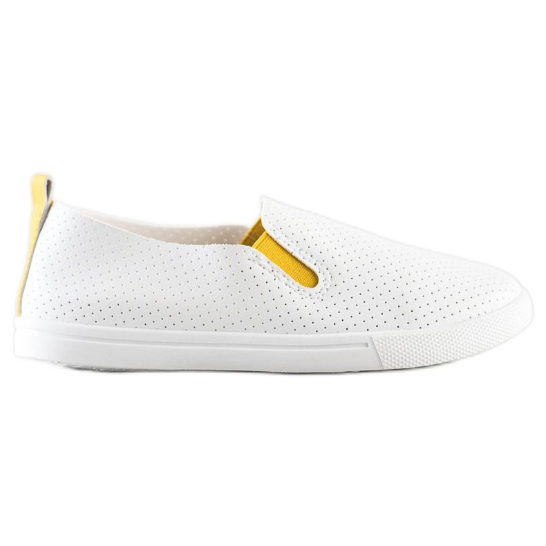 Sun Color Slipons With Yellow Insert white