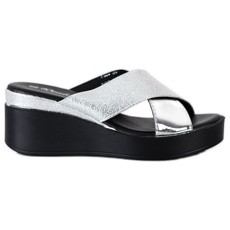 Weide Silver Wedge Slippers