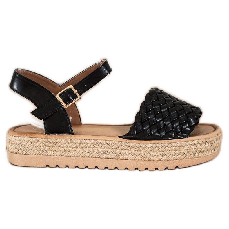 SHELOVET Braided Espadrilles Sandals black