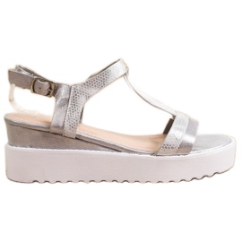 Bestelle Shimmering Wedge Sandals silver grey